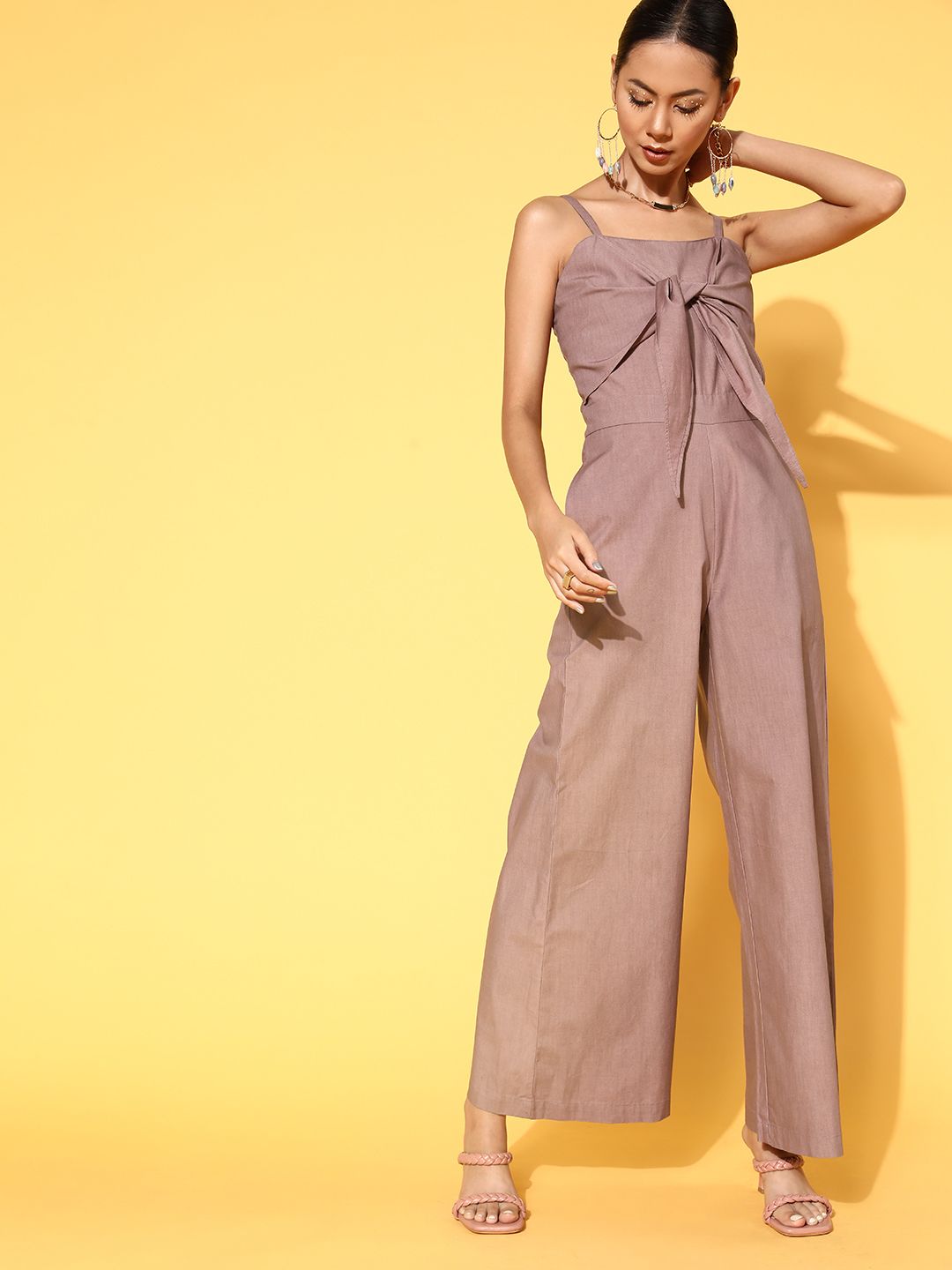 SASSAFRAS Women Brown Solid Joyful Jumpsuit Price in India