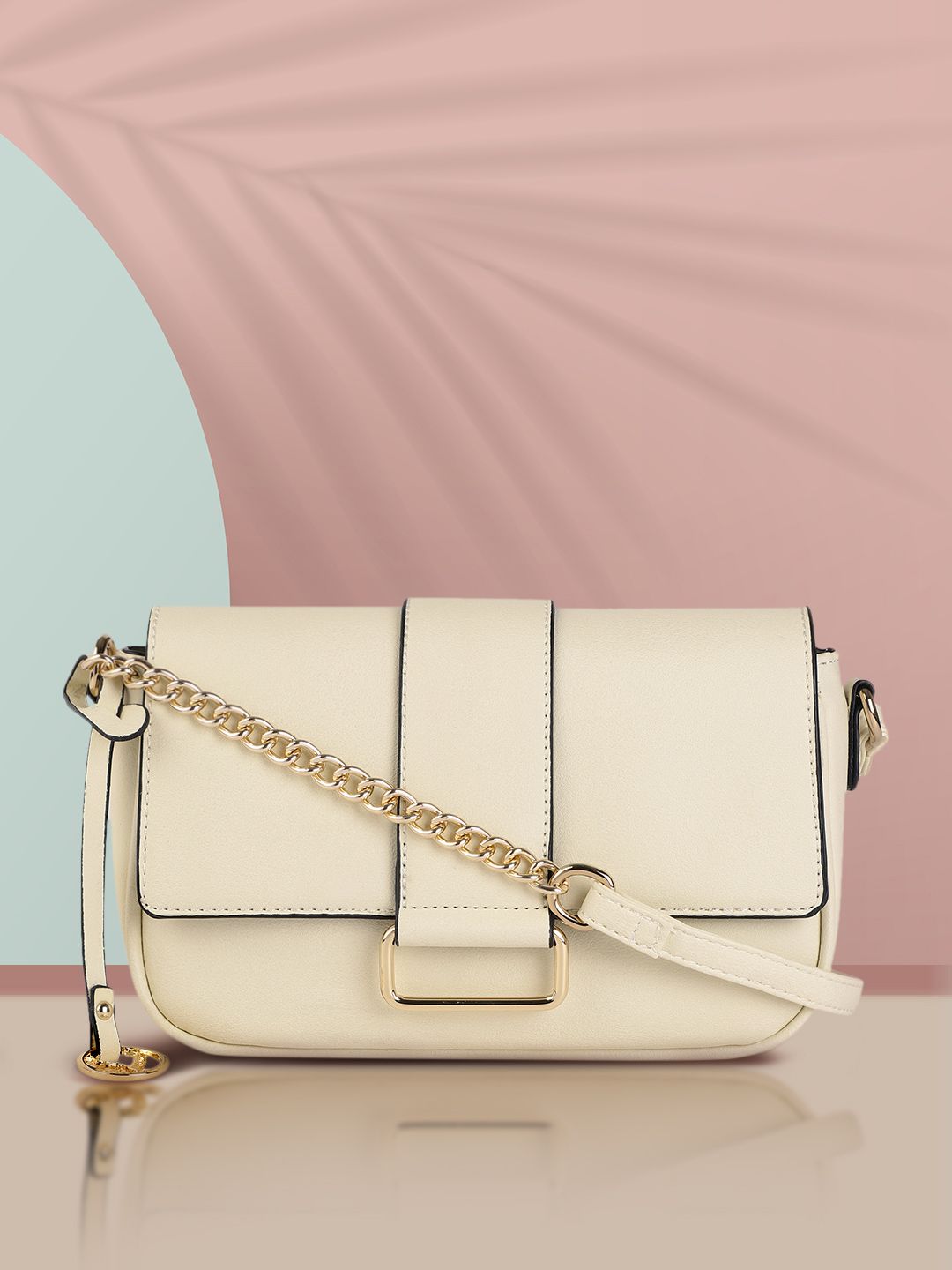 Allen Solly Women Off White PU Structured Sling Bag Price in India
