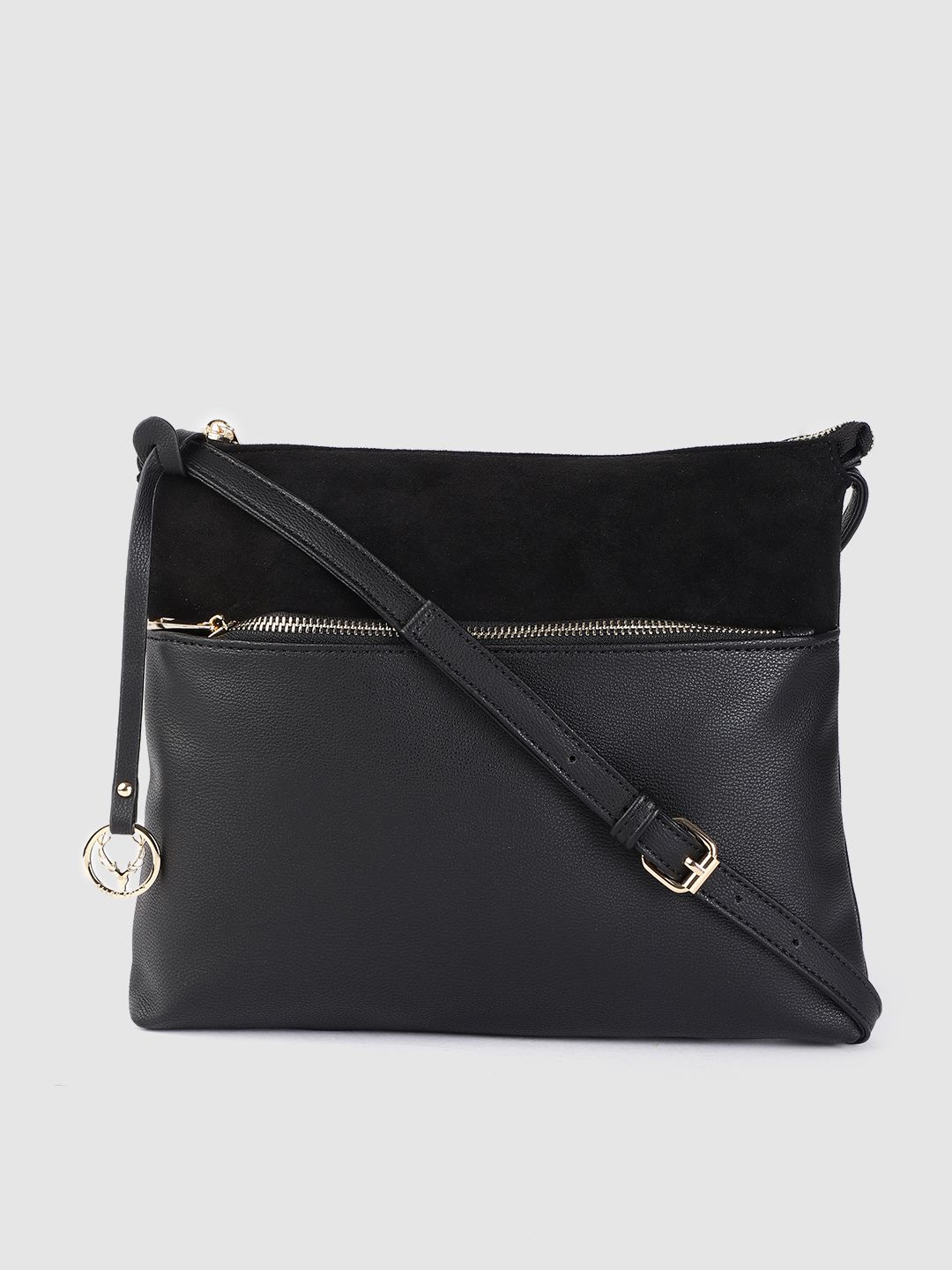 Allen Solly Black PU Structured Sling Bag Price in India