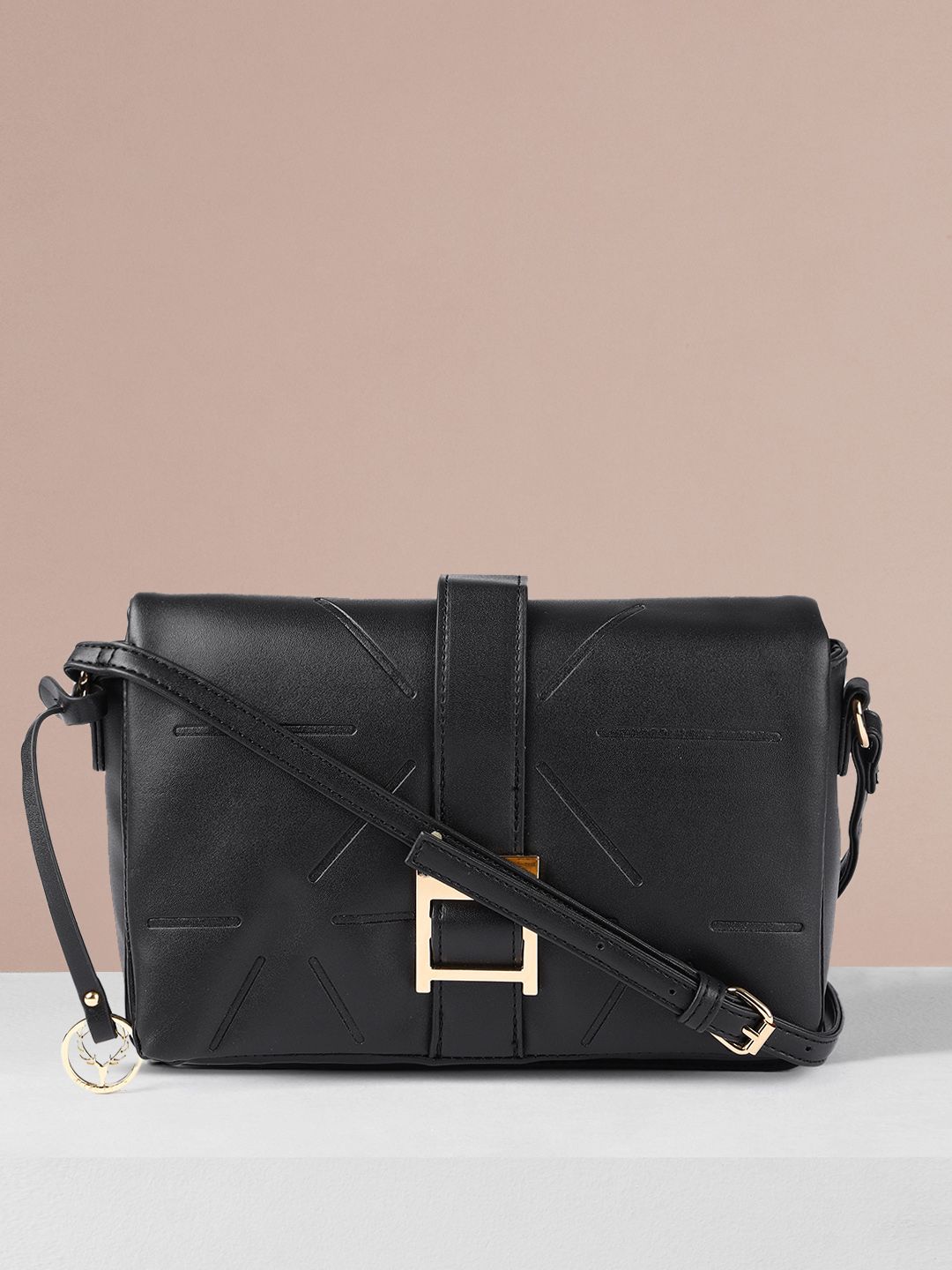 Allen Solly Black PU Structured Sling Bag Price in India