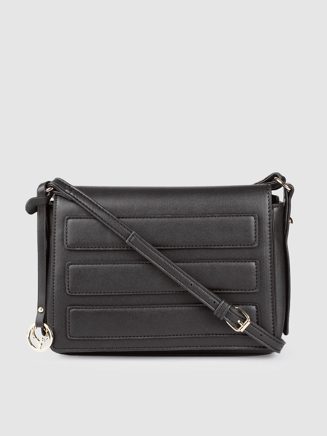 Allen Solly Black Textured PU Structured Sling Bag Price in India