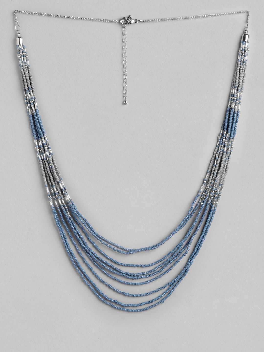 RICHEERA Blue & Silver-Toned layered Necklace Price in India