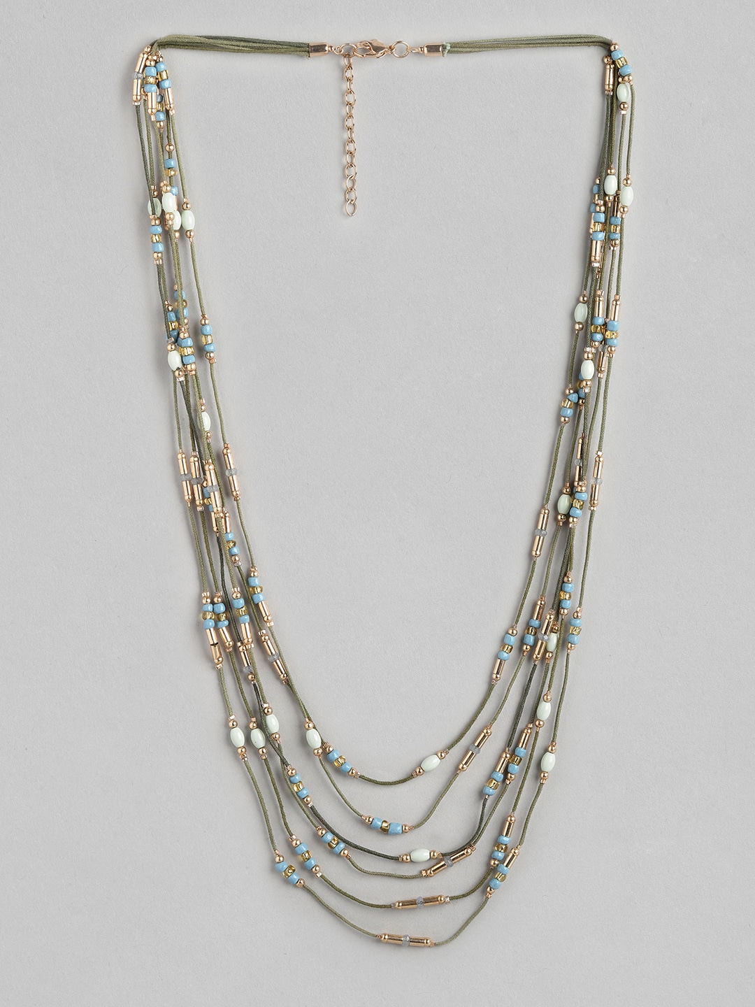 RICHEERA Gold-Toned & Green Layered Necklace Price in India