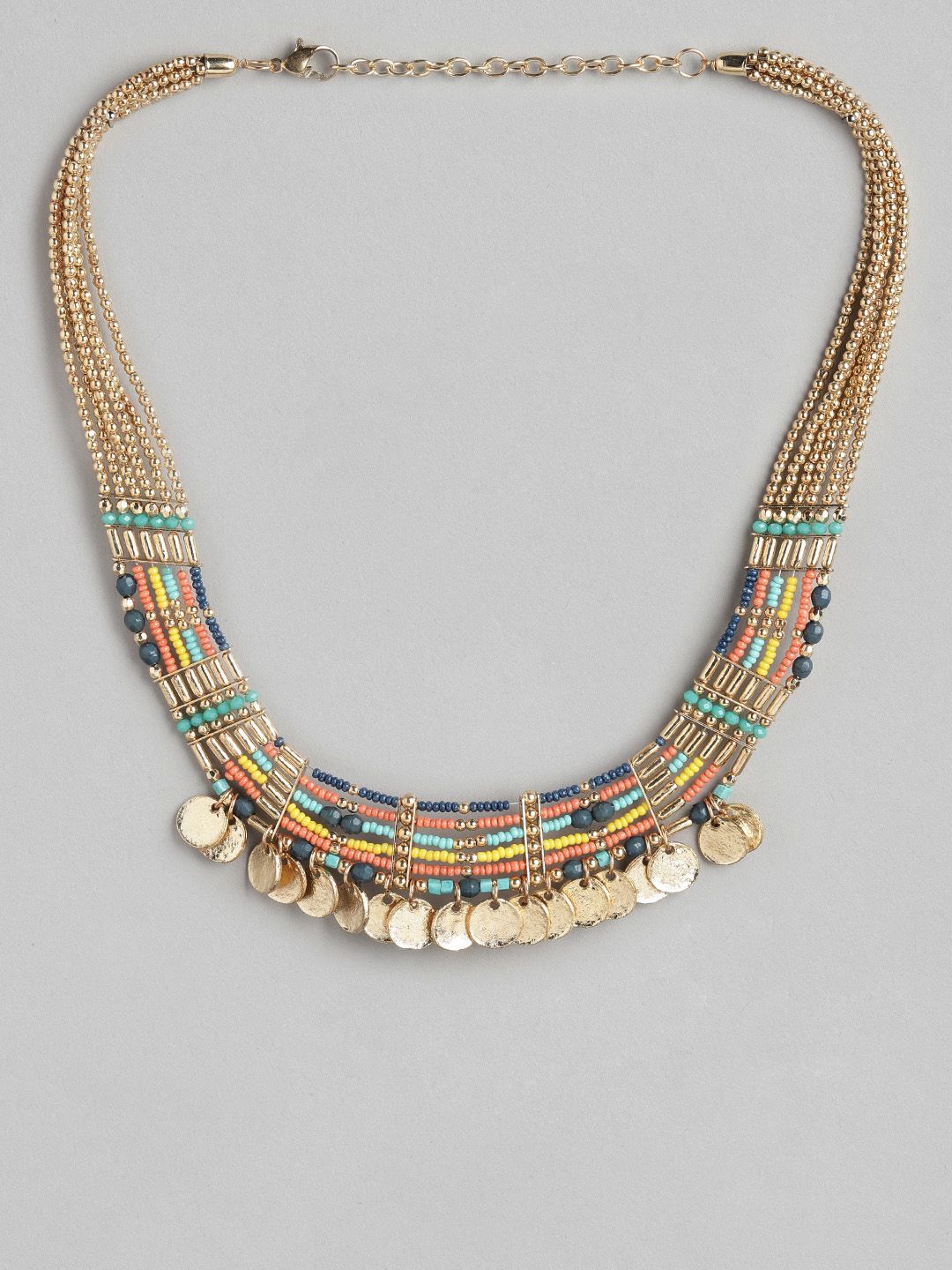 RICHEERA Gold-Toned & Blue Gold-Plated Bohemian Necklace Price in India