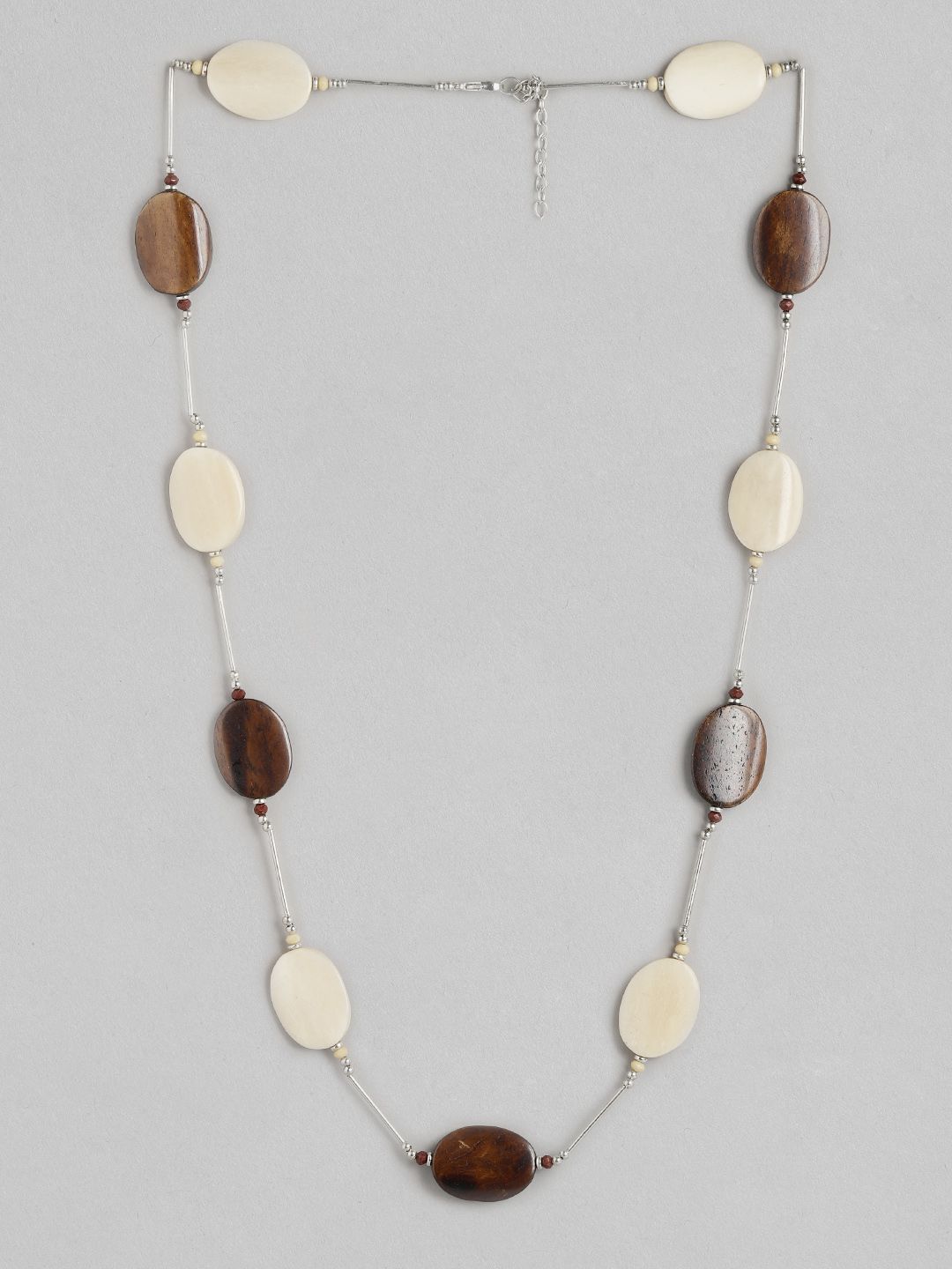 RICHEERA Beige & Brown Silver-Plated Necklace Price in India