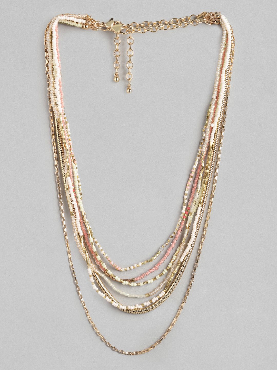 RICHEERA Pink Gold-Plated Layered Necklace Price in India