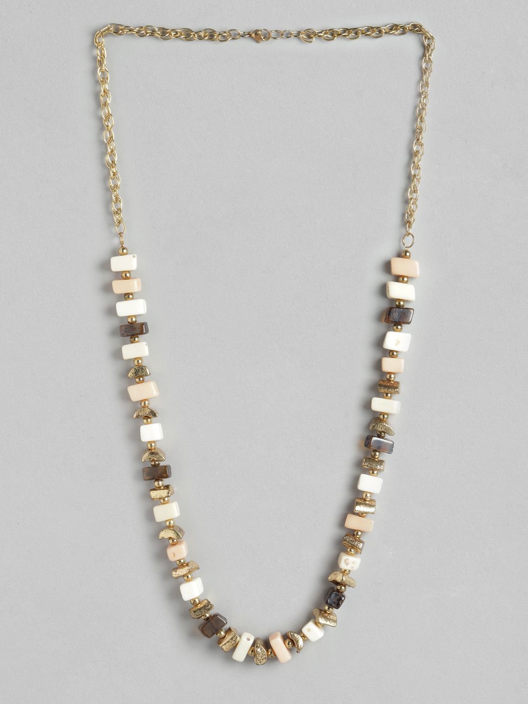 RICHEERA Beige & Gold-Toned Beaded Necklace Price in India