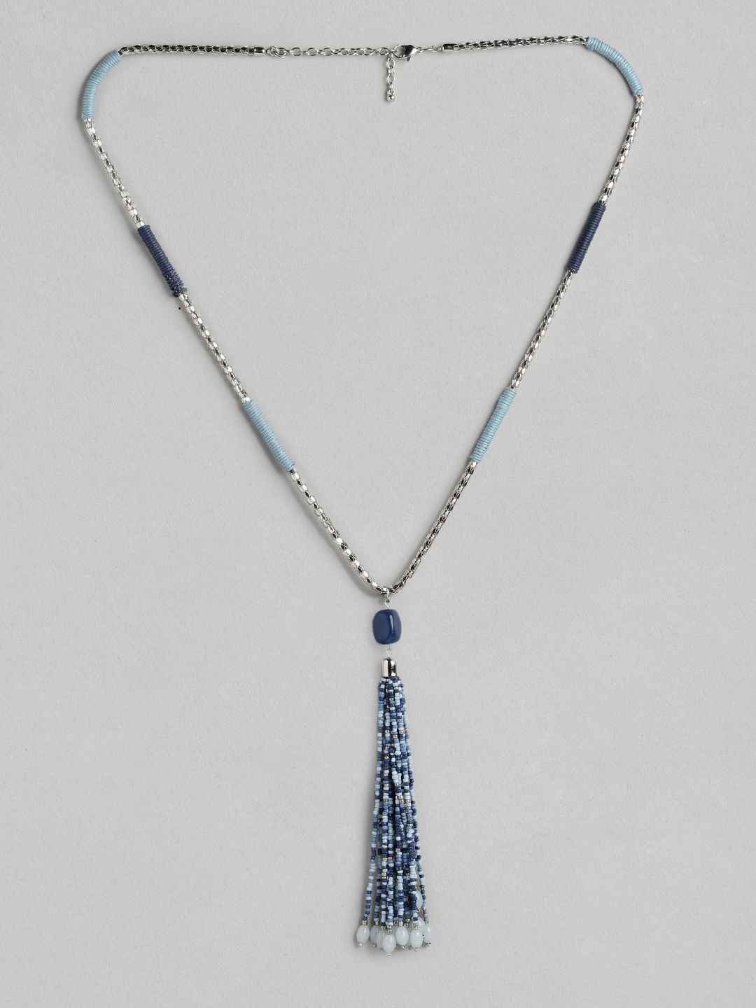 RICHEERA Blue & Silver-Toned Silver-Plated Necklace Price in India