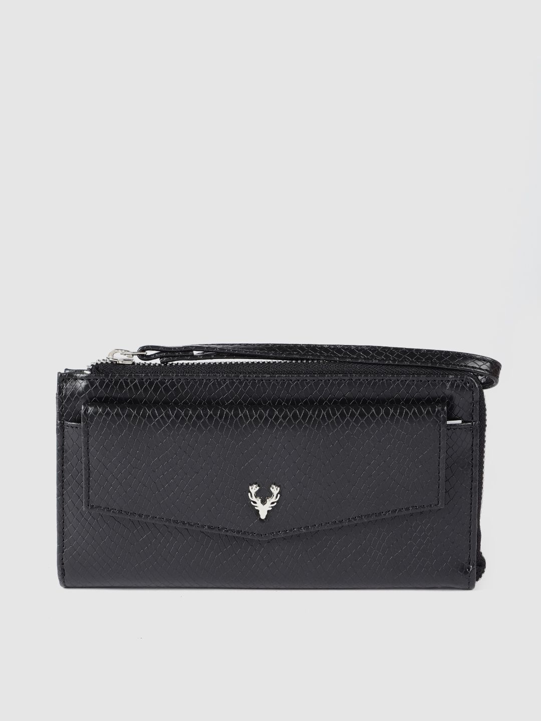 Allen Solly Women Black Textured Zip Around Wallet Price in India