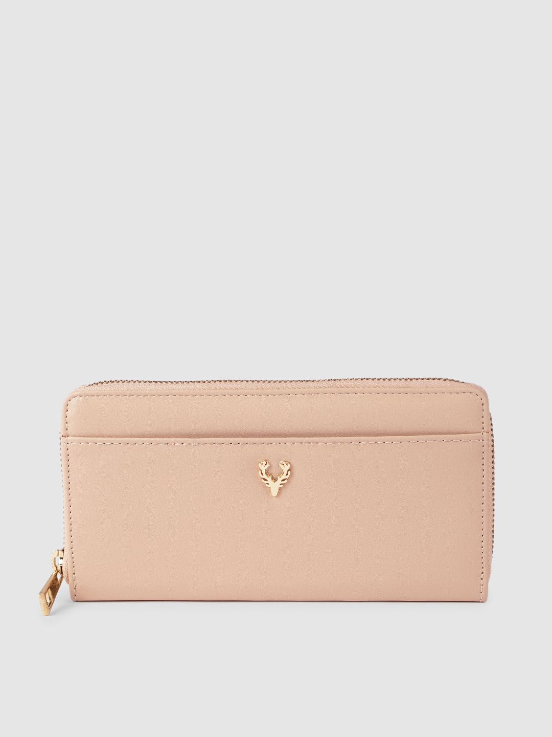 Allen Solly Women Beige Solid Zip Around Wallet Price in India