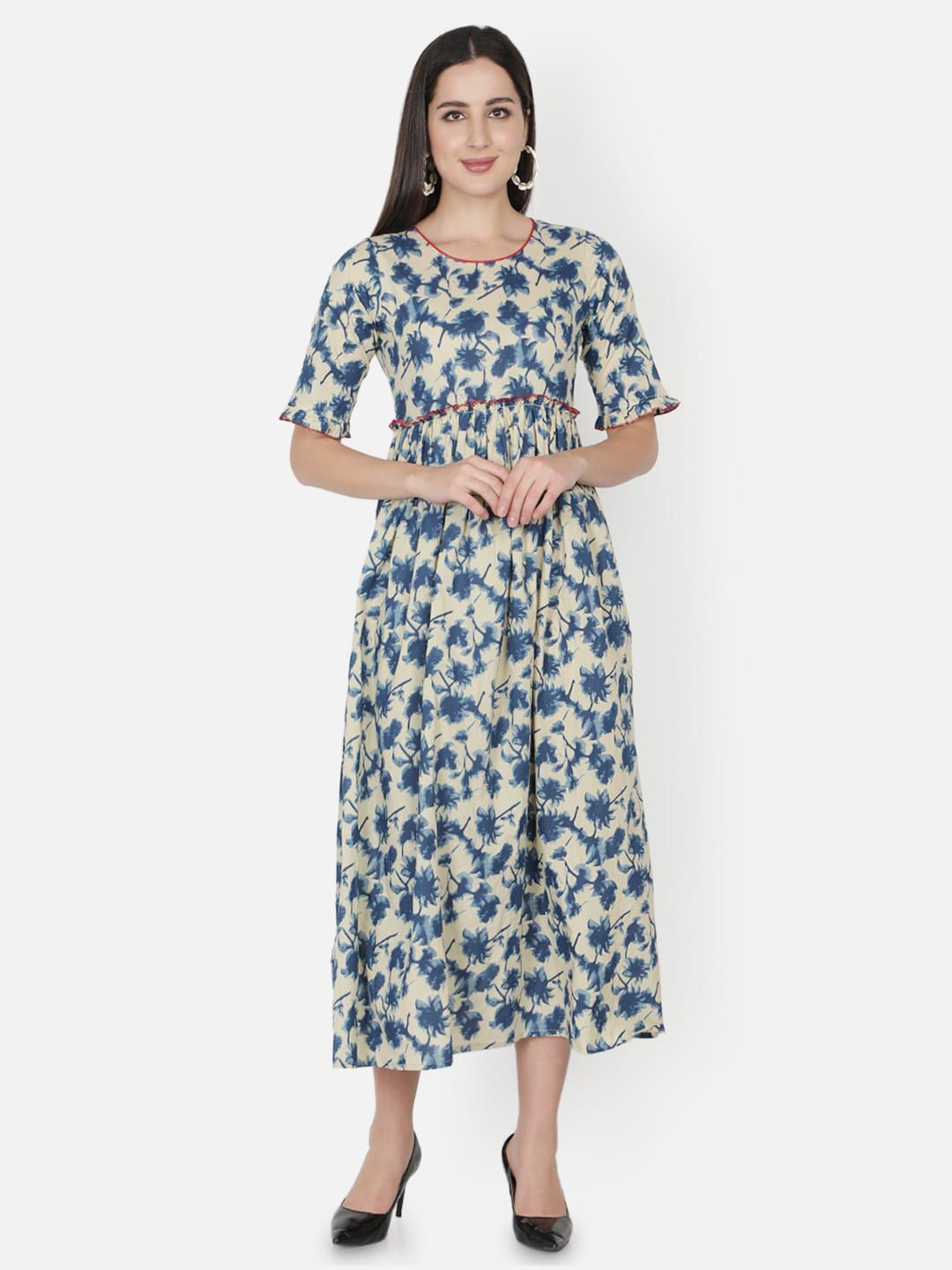 TRISHLA INDIA Women Multicoloured Floral Midi Dress Price in India