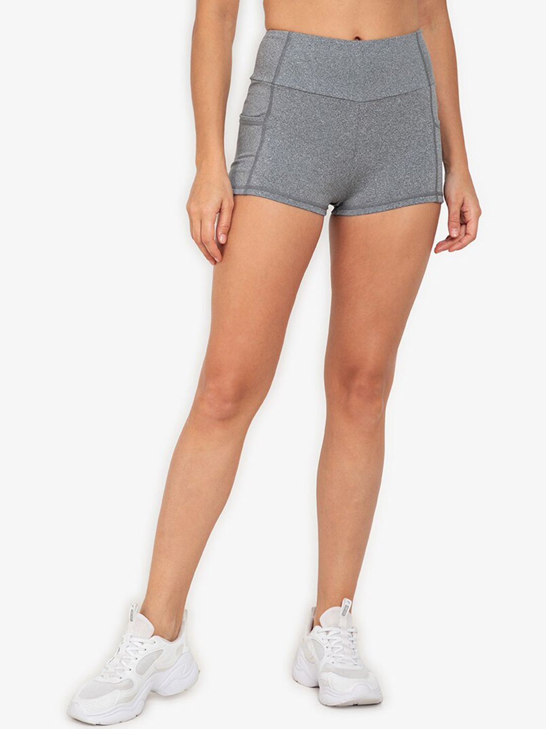 ZALORA ACTIVE Women Grey High-Rise Sports Shorts Price in India