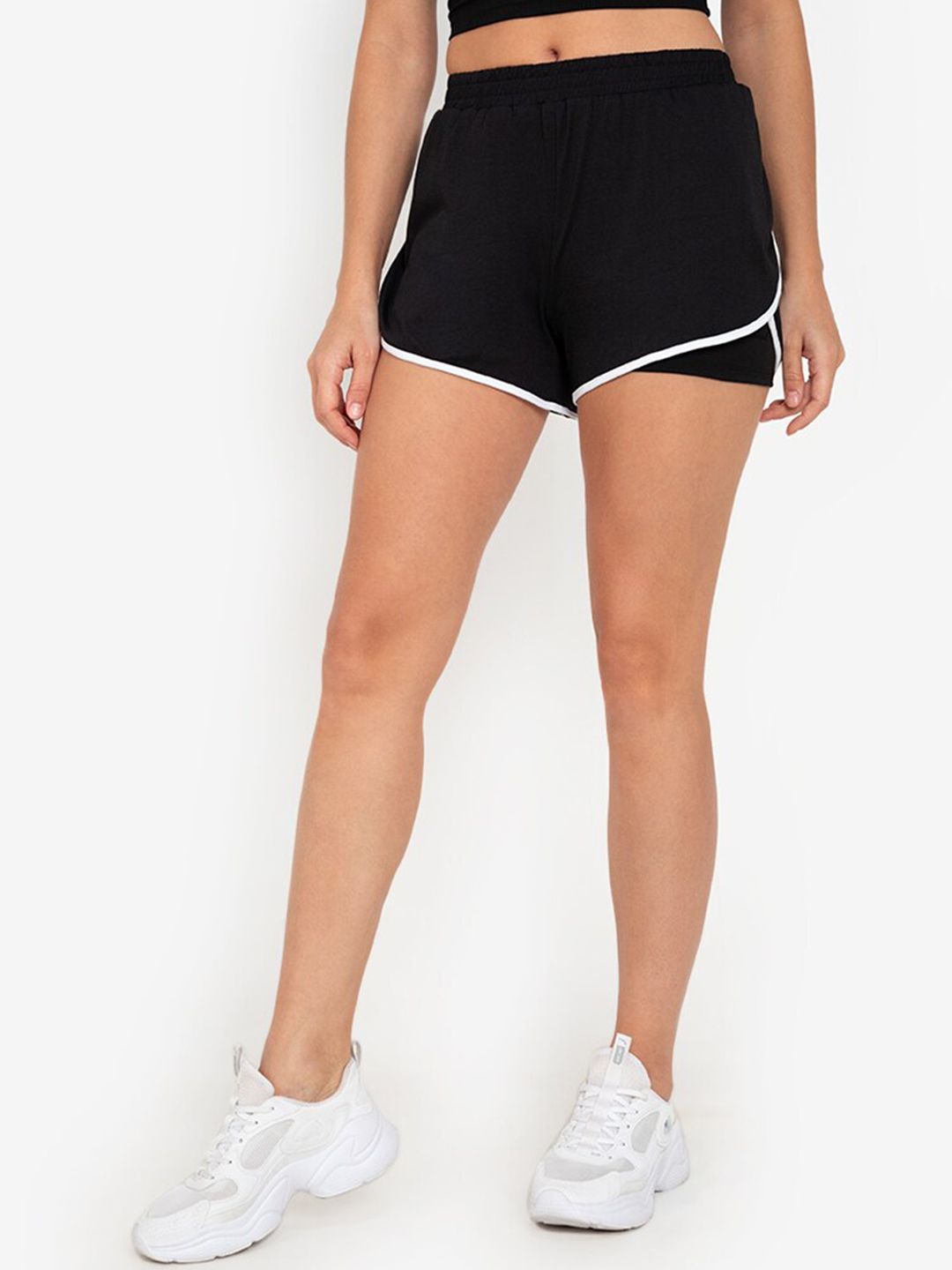 ZALORA ACTIVE Women Black High-Rise Training or Gym Sports Shorts Price in India