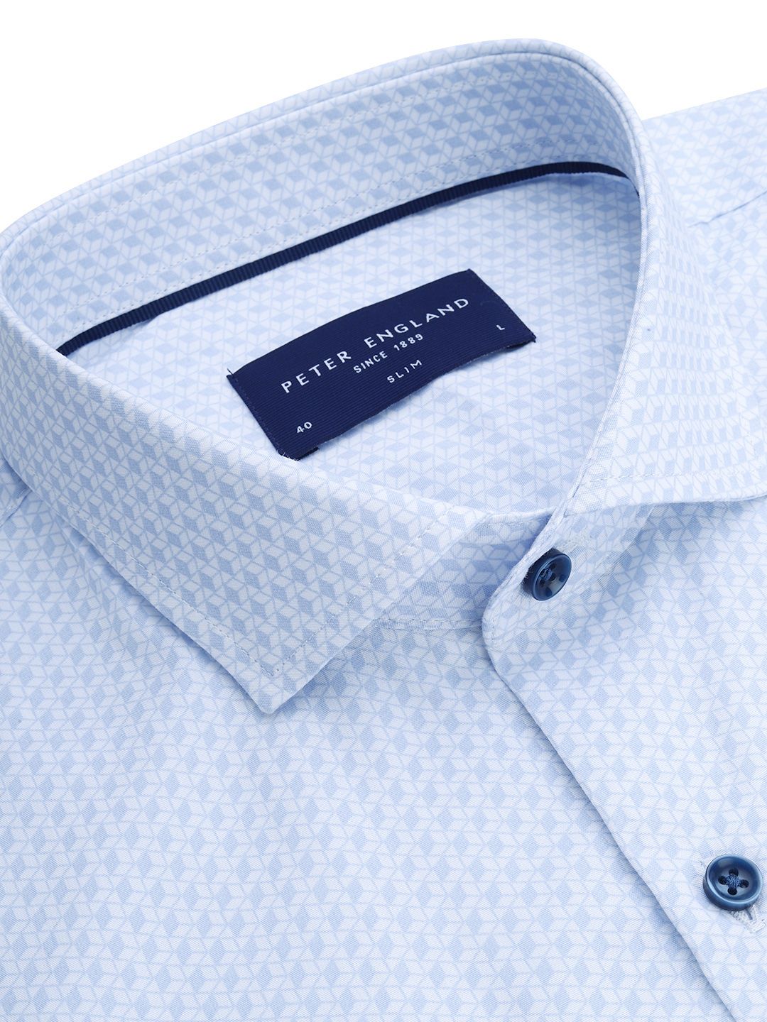 Buy Peter England Men Blue Printed Slim Fit Formal Shirt - Shirts