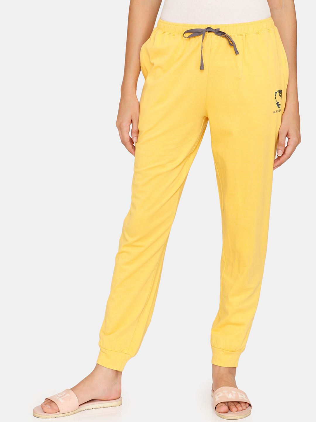Zivame Women Yellow Solid Jogger Lounge Pants Price in India