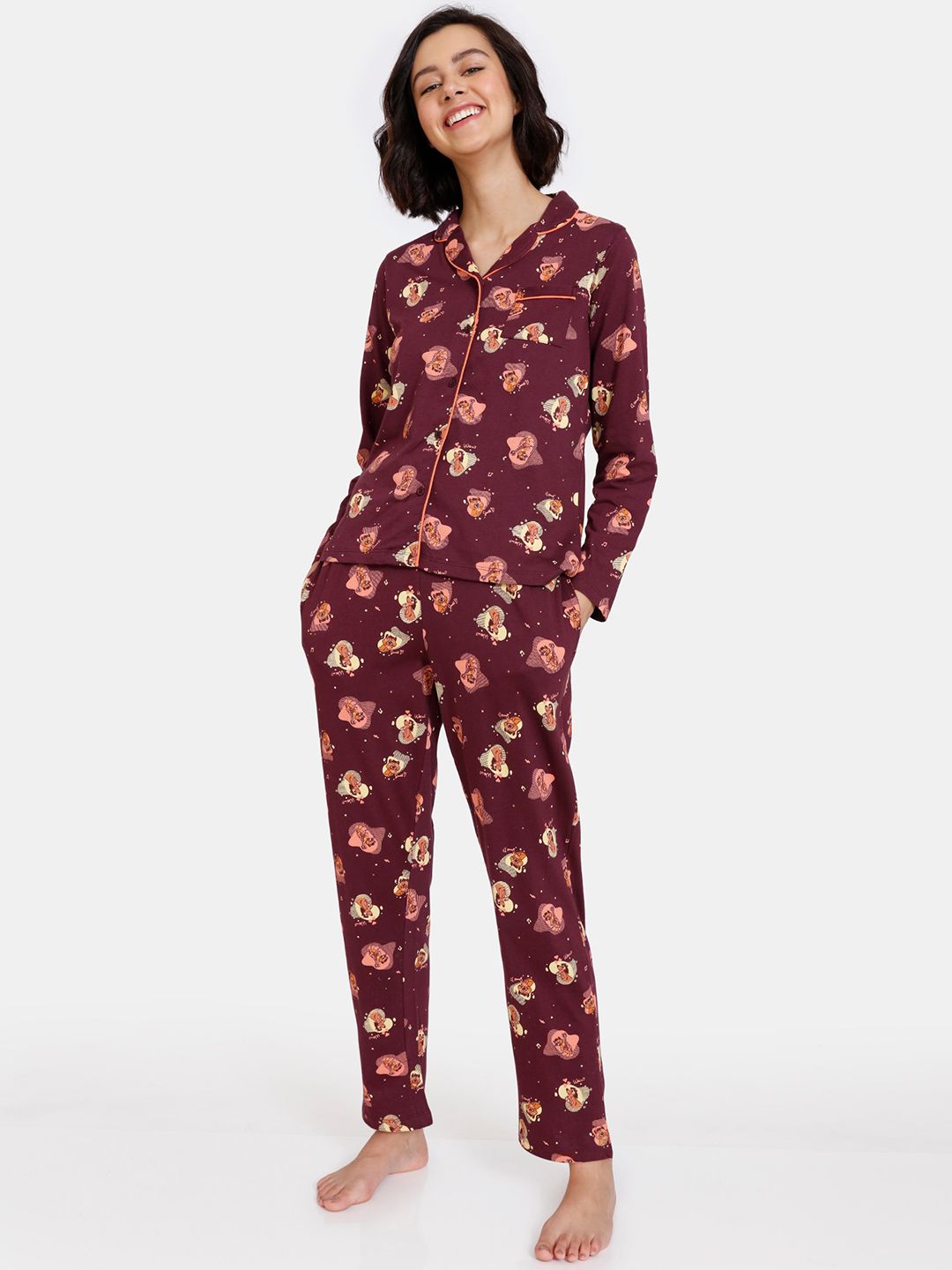 Zivame Women Maroon Night suits Price in India