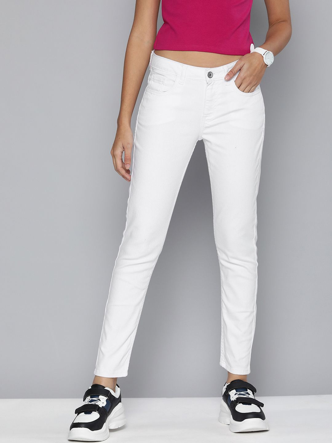 Flying Machine Women White Veronica Skinny Fit Mid-Rise Stretchable Jeans