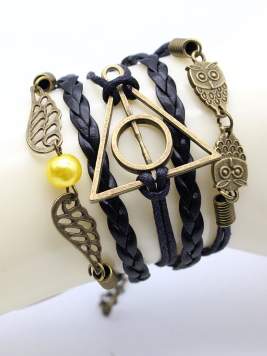 Yellow Chimes Unisex Black & Gold-Toned Harry Potter Wraparound Bracelet Price in India