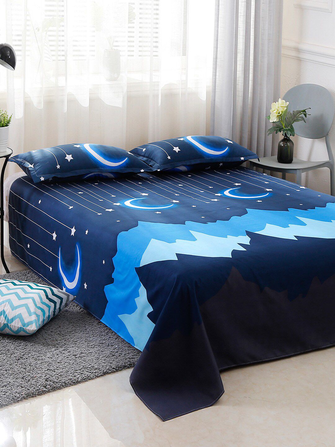 JC Collection Blue Printed Single Bedding Set Price in India