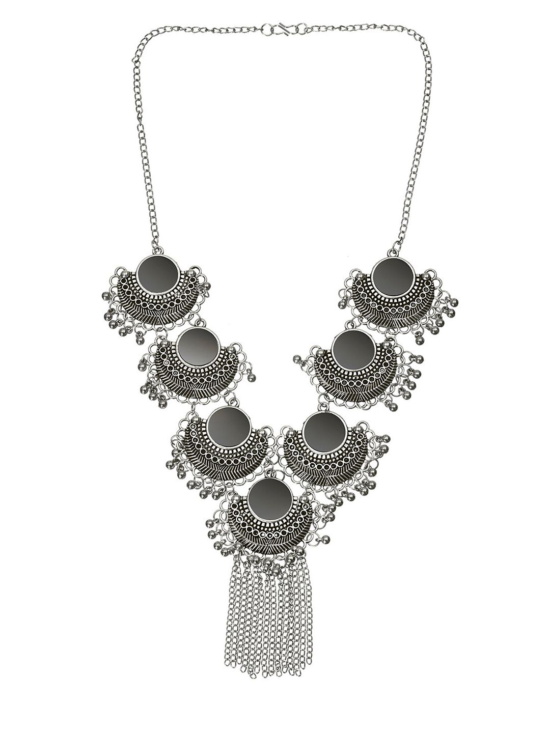 INDYA Oxidised Silver-Plated Ghungroo Necklace Price in India