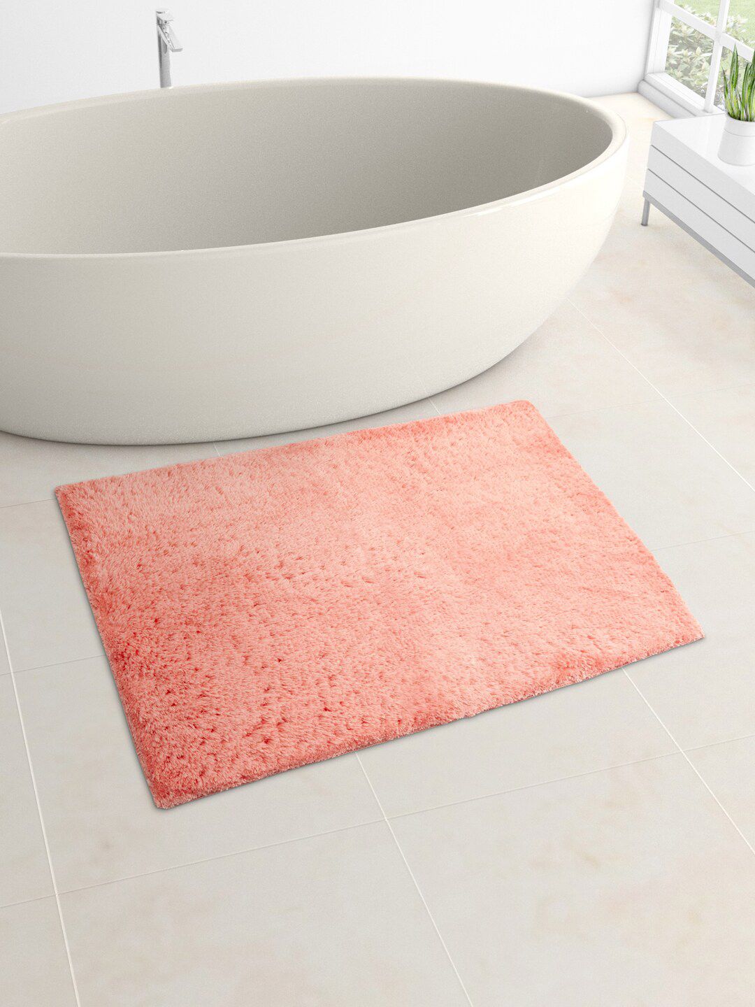 Living scapes by Pantaloons Peach-Coloured Textured Pure Cotton 1600 GSM Bath Rug Price in India