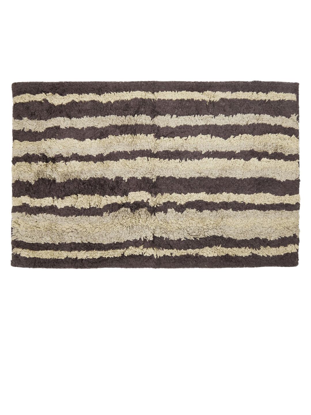 Living scapes by Pantaloons Brown & Beige Striped Pure Cotton 1600 GSM Bath Rugs Price in India