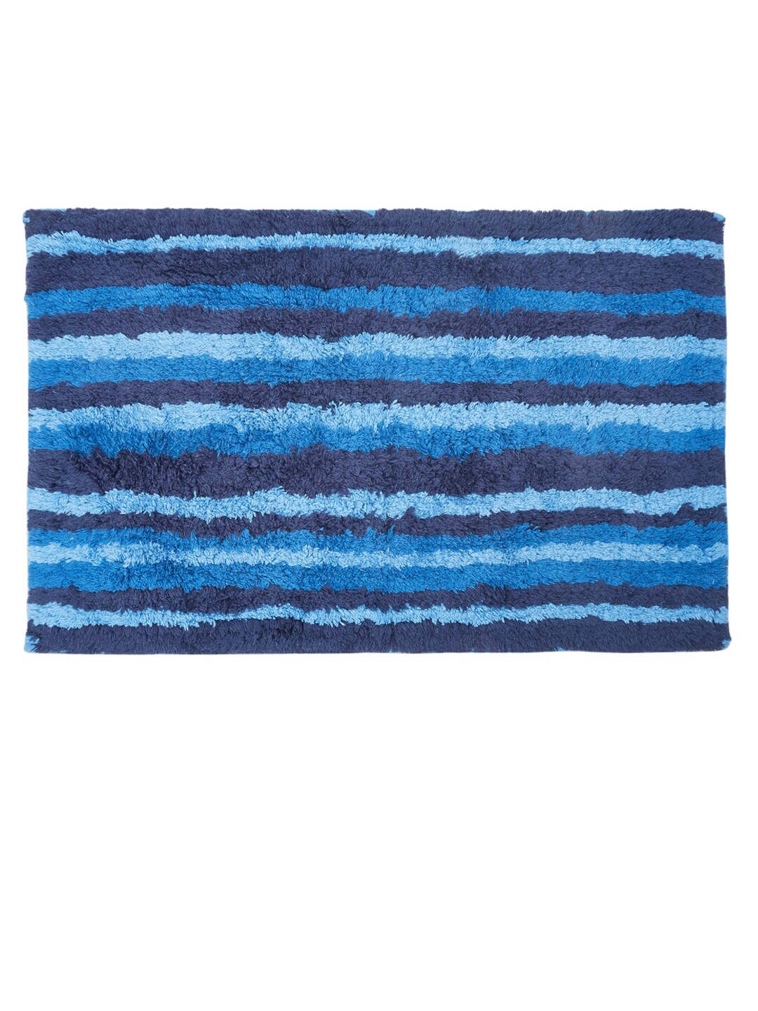 Living scapes by Pantaloons Navy Blue Striped 1600 GSM Pure Cotton Bath Rug Price in India