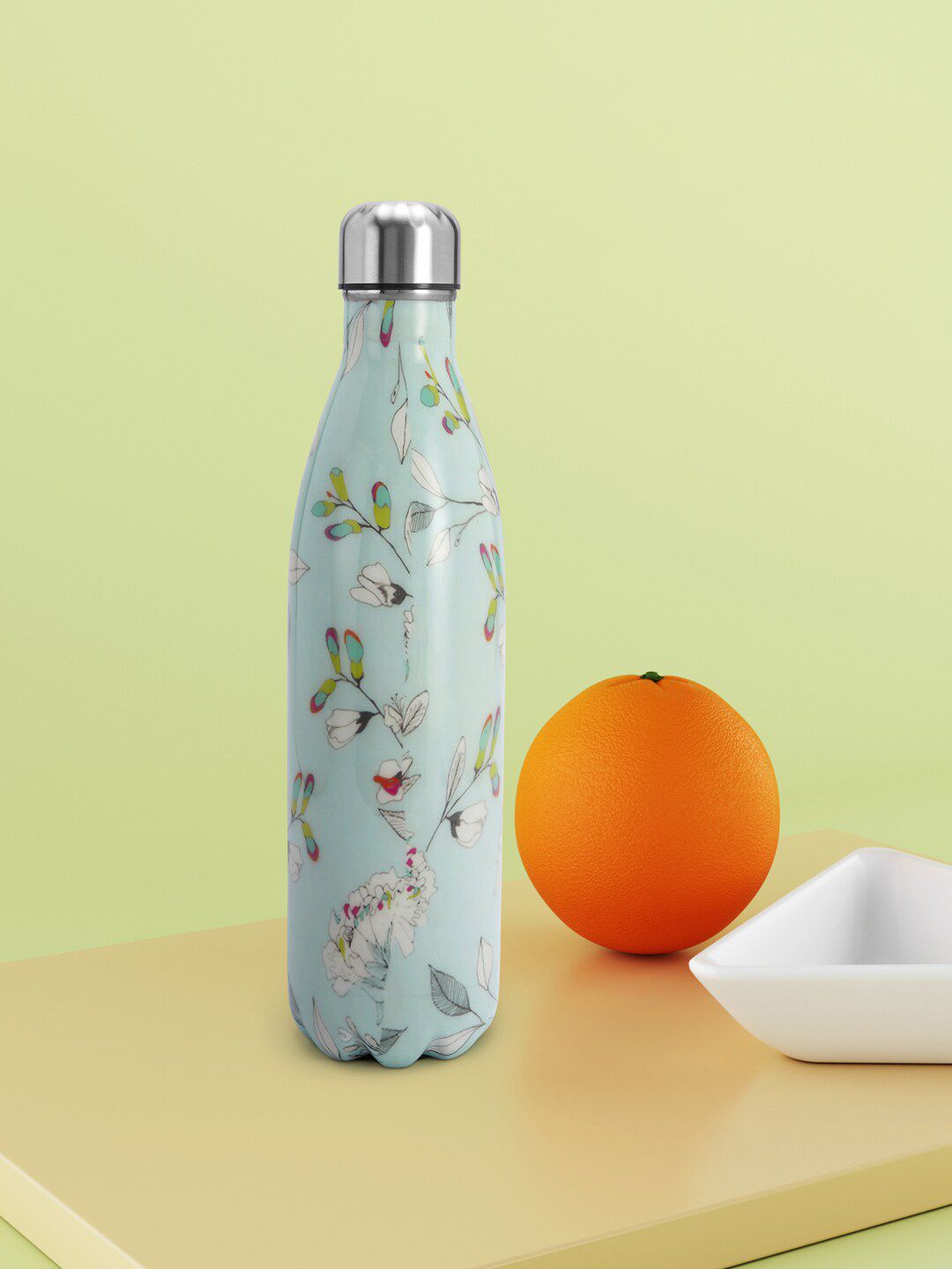 Living scapes by Pantaloons Green Printed Stainless Steel Water Bottle Price in India