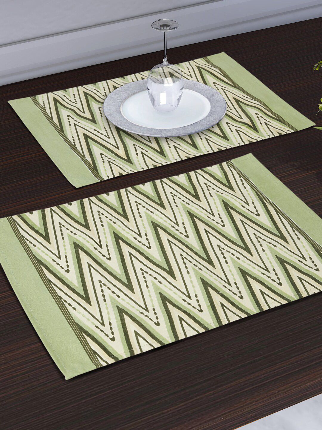 Living scapes by Pantaloons Set of 6 Yellow & Green Printed Table Placemats Price in India
