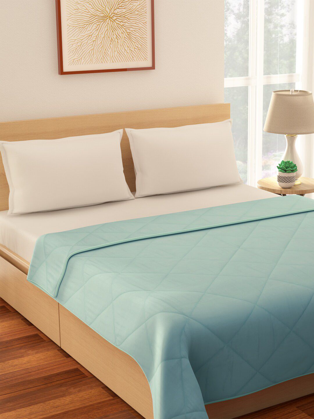 Living scapes by Pantaloons Green Heavy Winter 200 GSM Double Bed Quilt Price in India