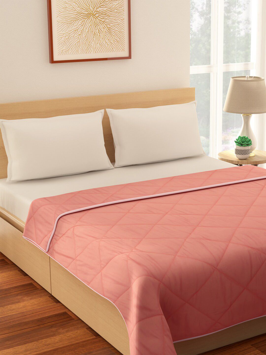 Living scapes by Pantaloons Peach-Coloured Heavy Winter Double Bed Quilt Price in India