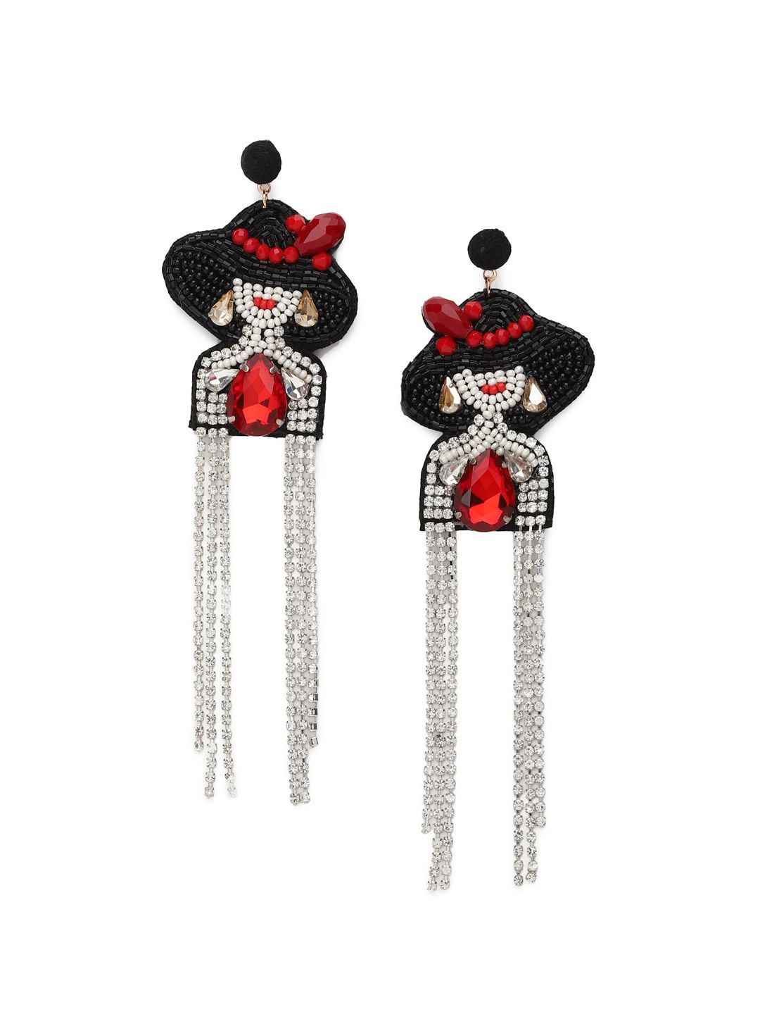 FOREVER 21 Black & Red Drop Earrings Price in India