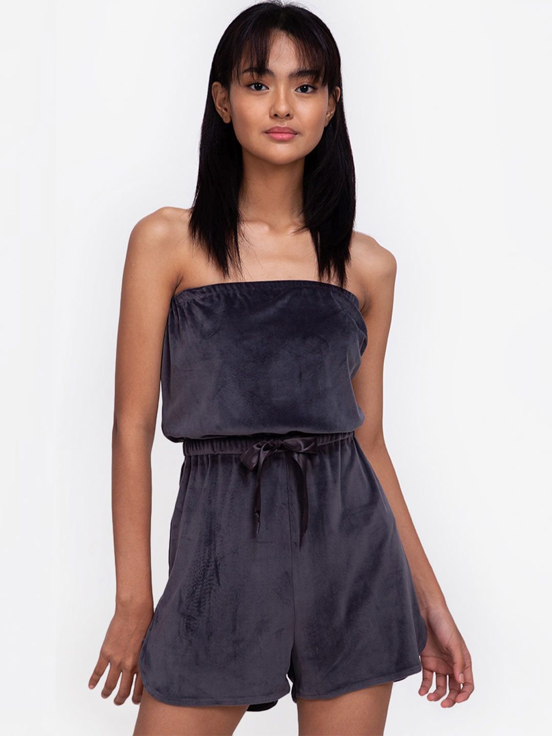 ZALORA BASICS Women Grey Strapless Jumpsuit Price in India