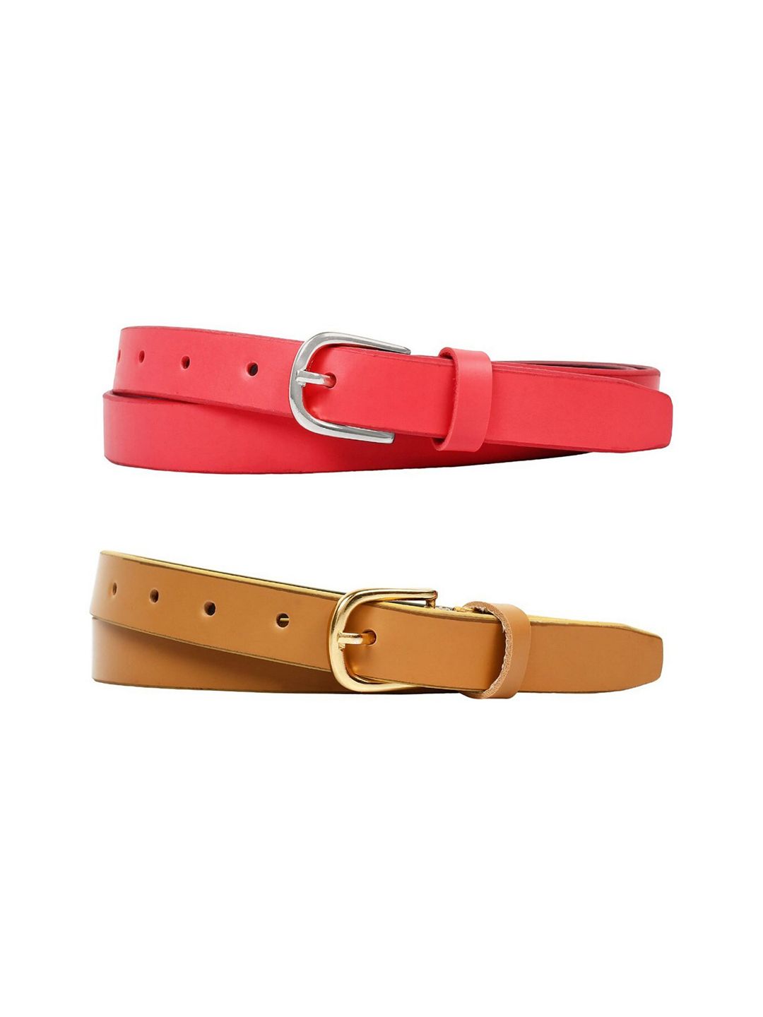 SIDEWOK Women Multicoloured Set of 2 Solid PU Belt Price in India