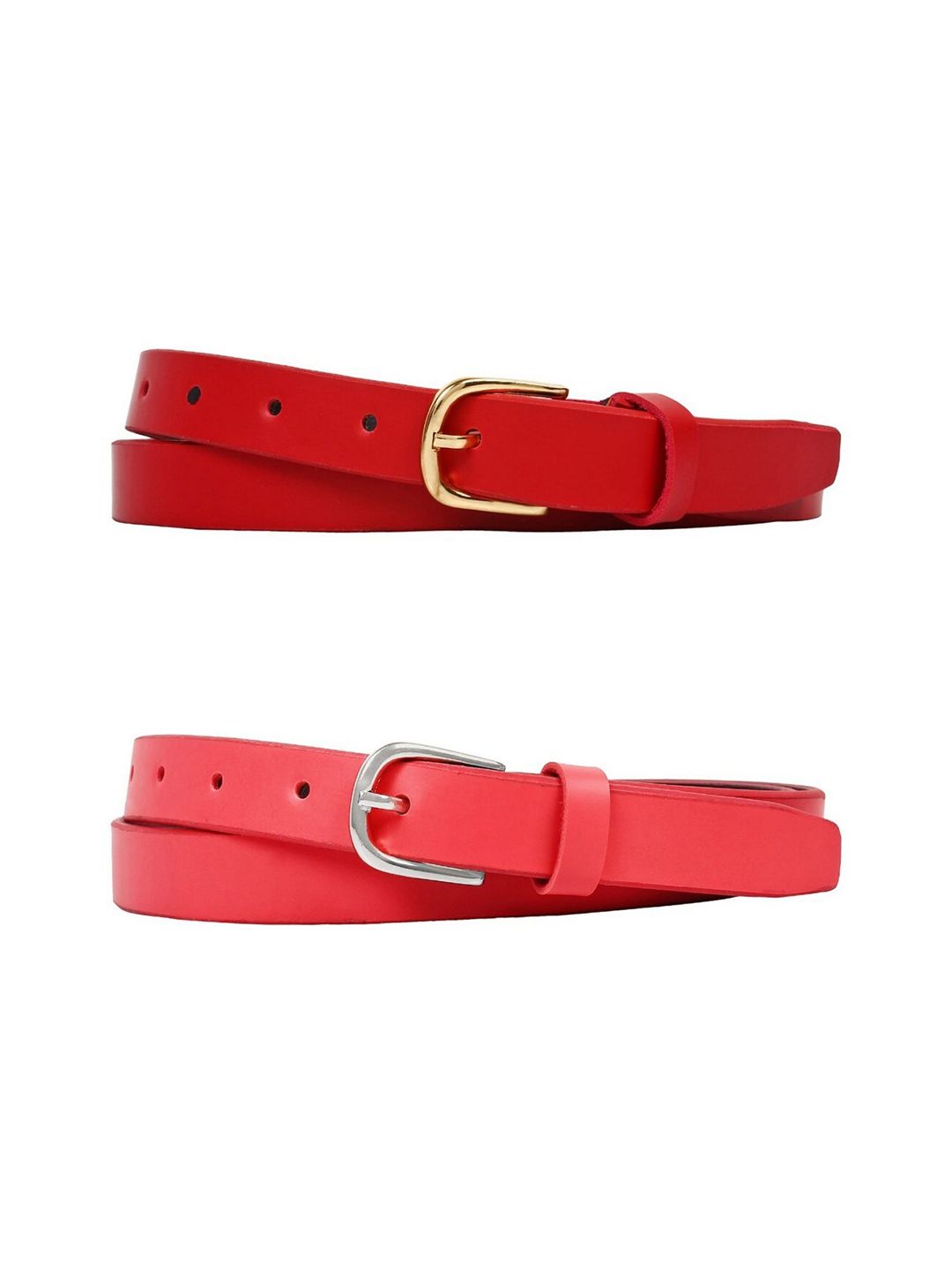 SIDEWOK Women Pack Of 2 Red & Peach Printed Belt Price in India