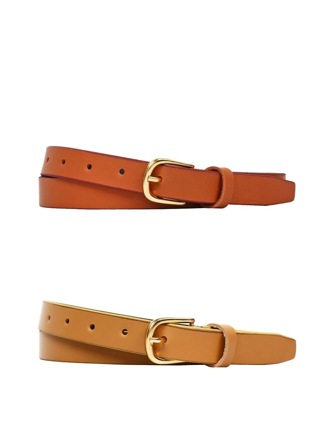 SIDEWOK Women Brown & Tan Set Of 2 Belt Price in India