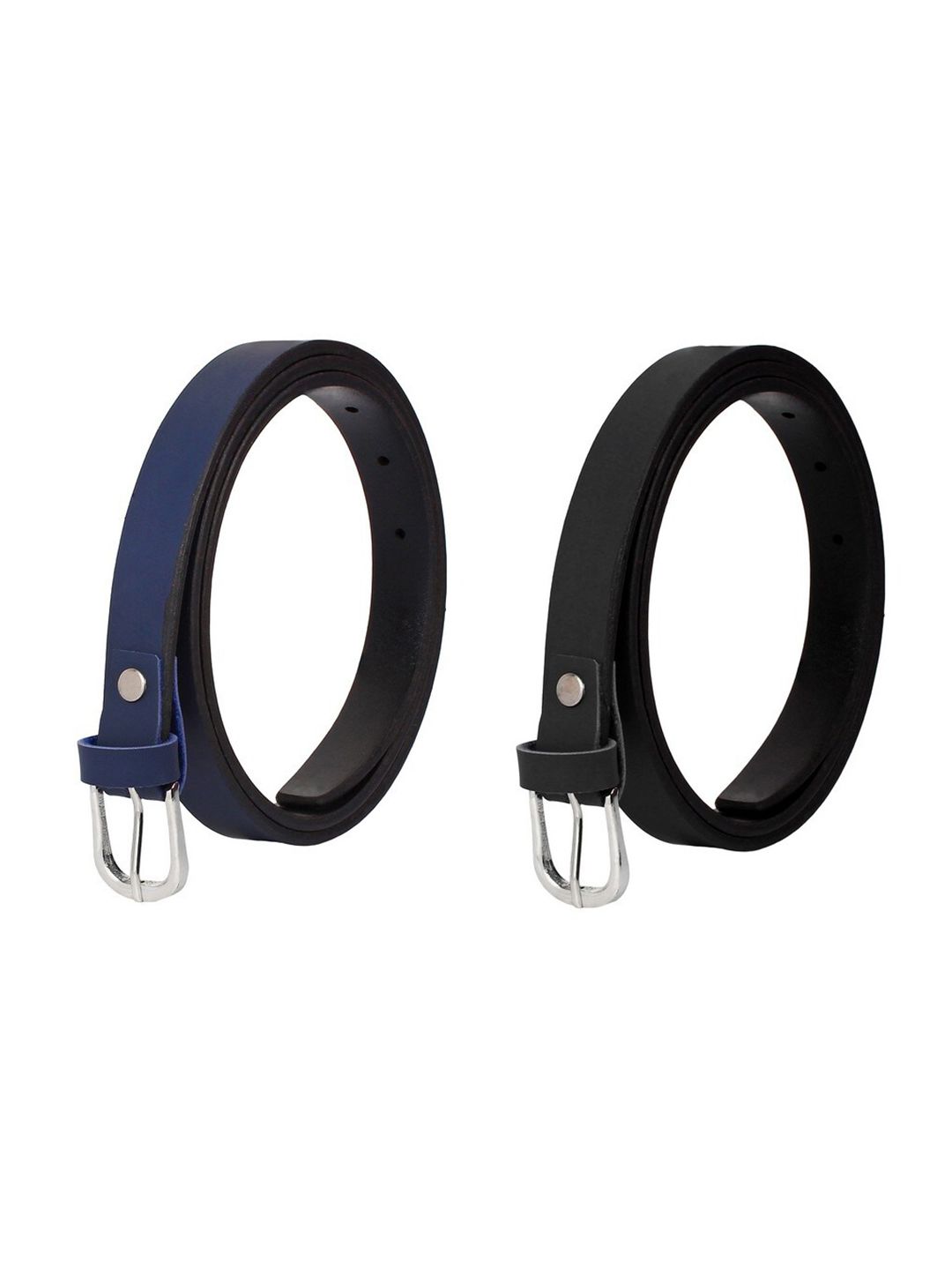 SIDEWOK Women Pack of 2 Black & Blue Belts Price in India