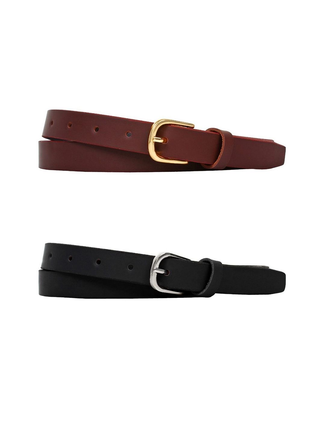 SIDEWOK Women Pack of 2 Black & Brown PU Belt Price in India