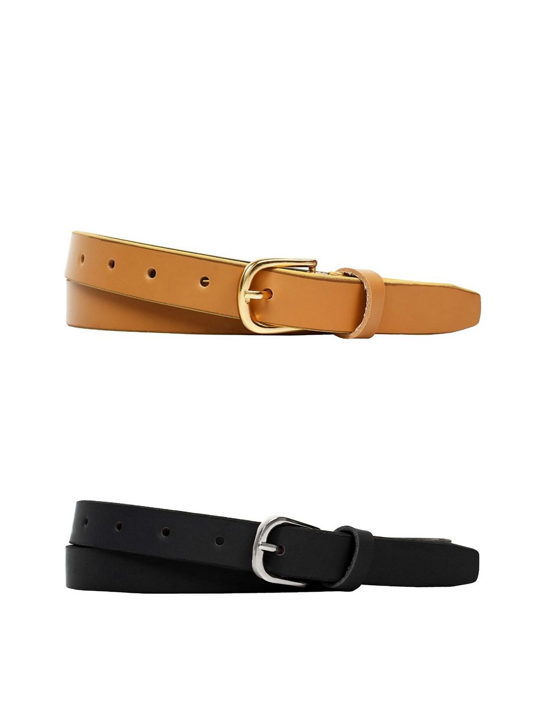 SIDEWOK Women Black & Mustard Set Of 2 Belt Price in India