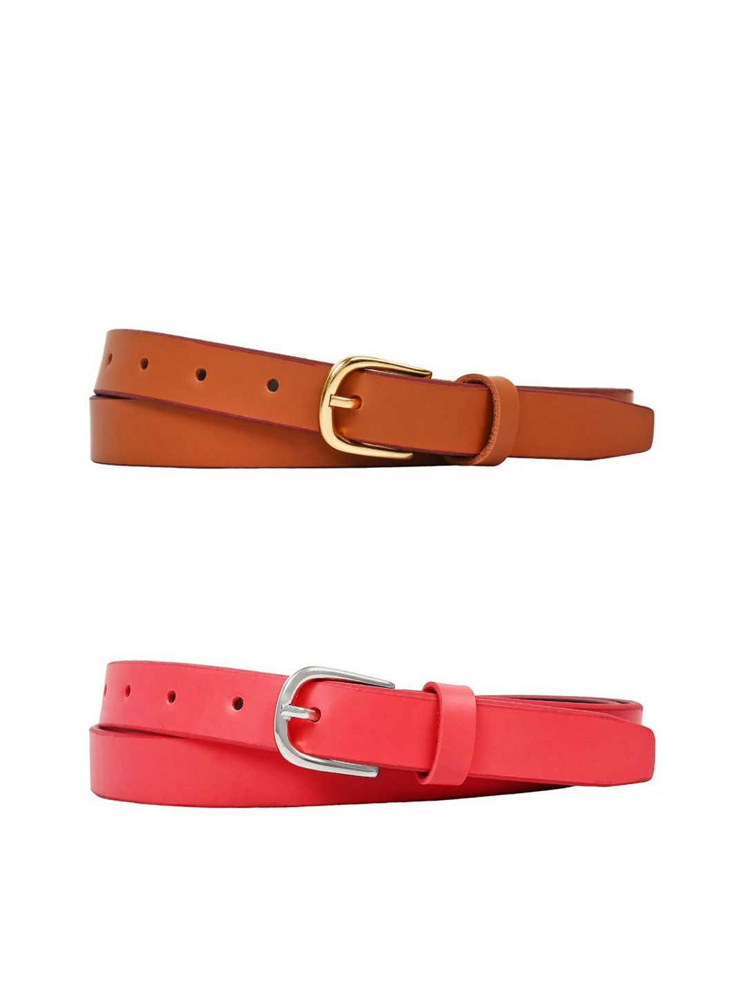 SIDEWOK Women Multicoloured Set of 2 Solid PU Belt Price in India