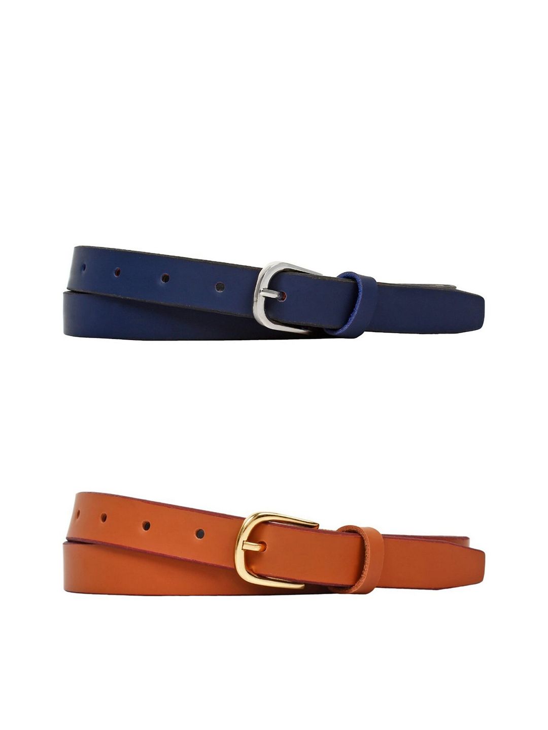 SIDEWOK Women Pack of 2 Tan Vegan Leather Belts Price in India