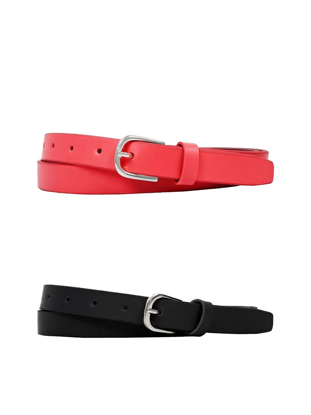 SIDEWOK Women Set Of 2 Black & Pink PU Belt Price in India