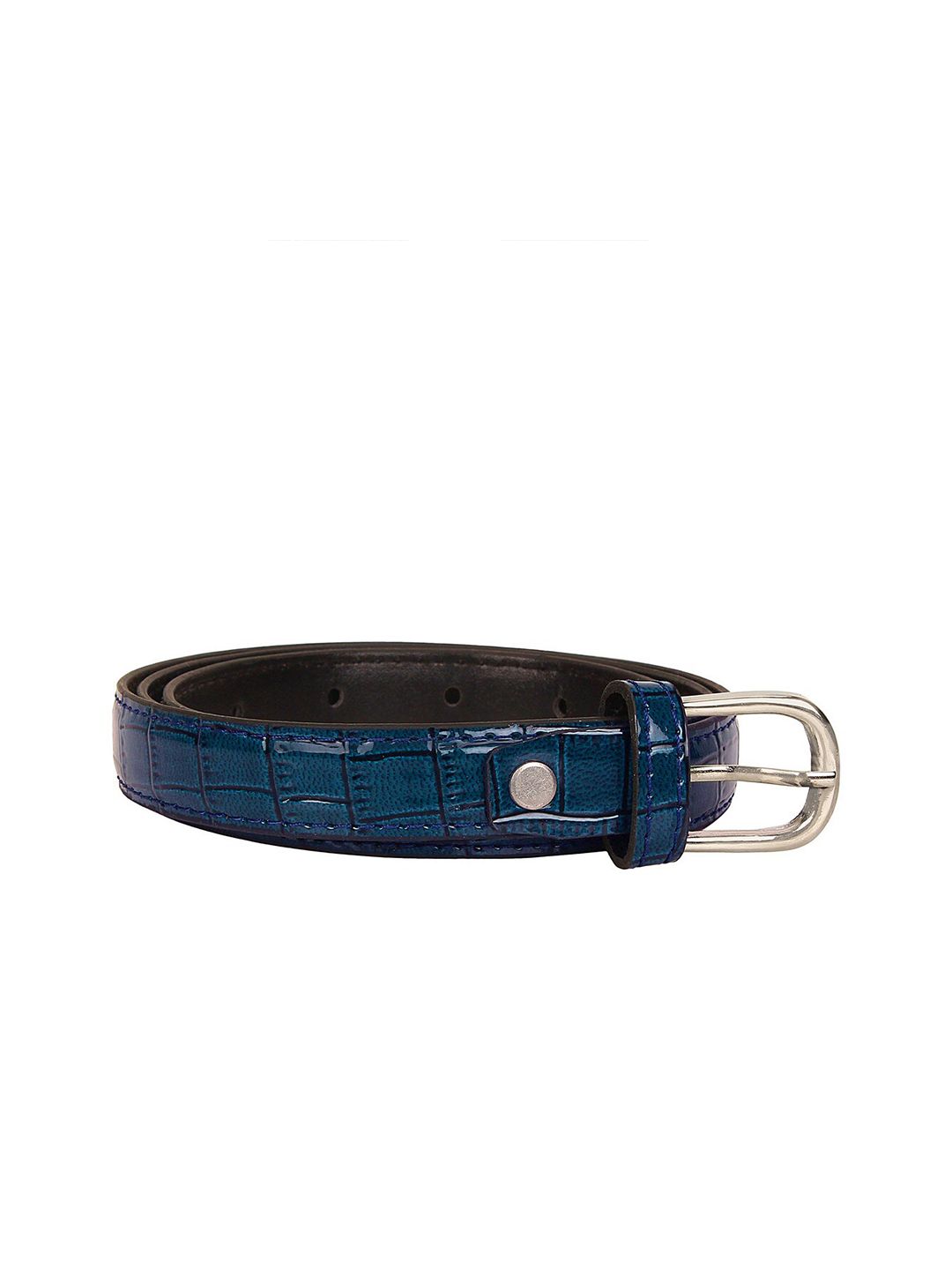 SIDEWOK Women Blue Glossy Textured PU Belt Price in India