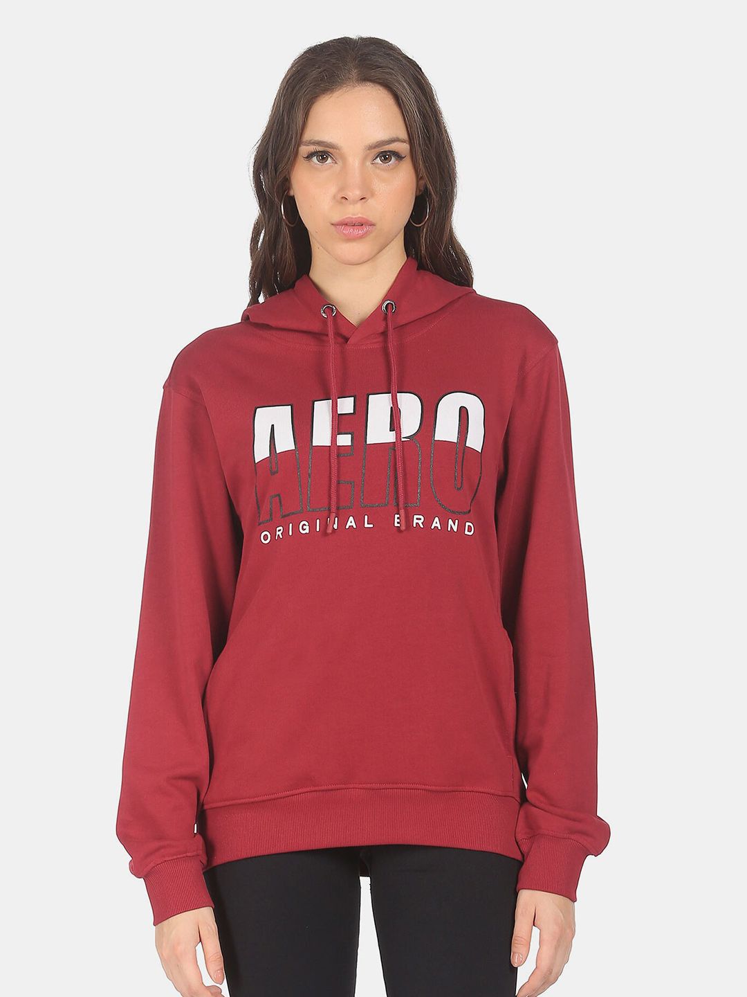 Aeropostale Women Red Printed Pure Cotton Sweatshirt Price in India