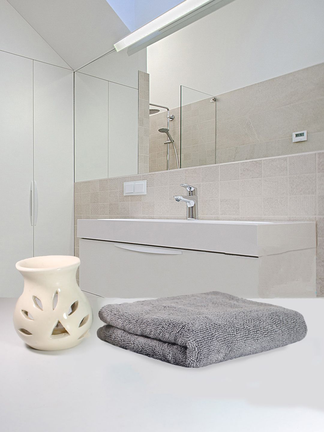 Heelium Grey Unisex Bamboo Super Soft & Quick Drying Home & Gym Hand Towel