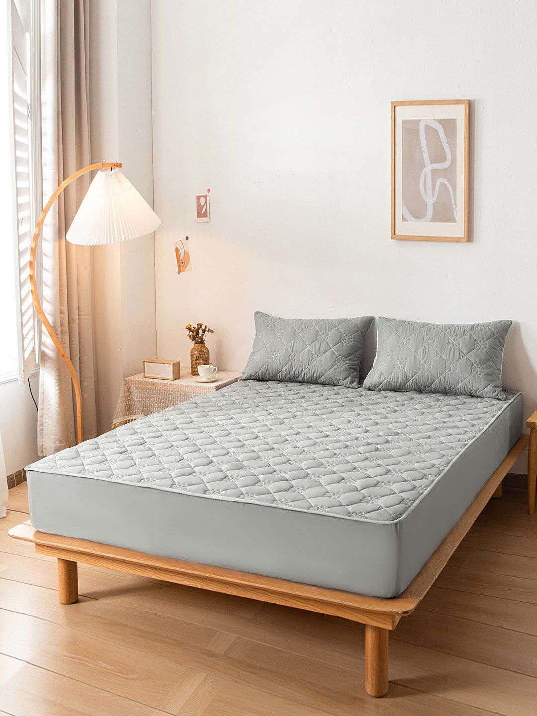 JC Collection Grey Solid Single Bed Cover Price in India