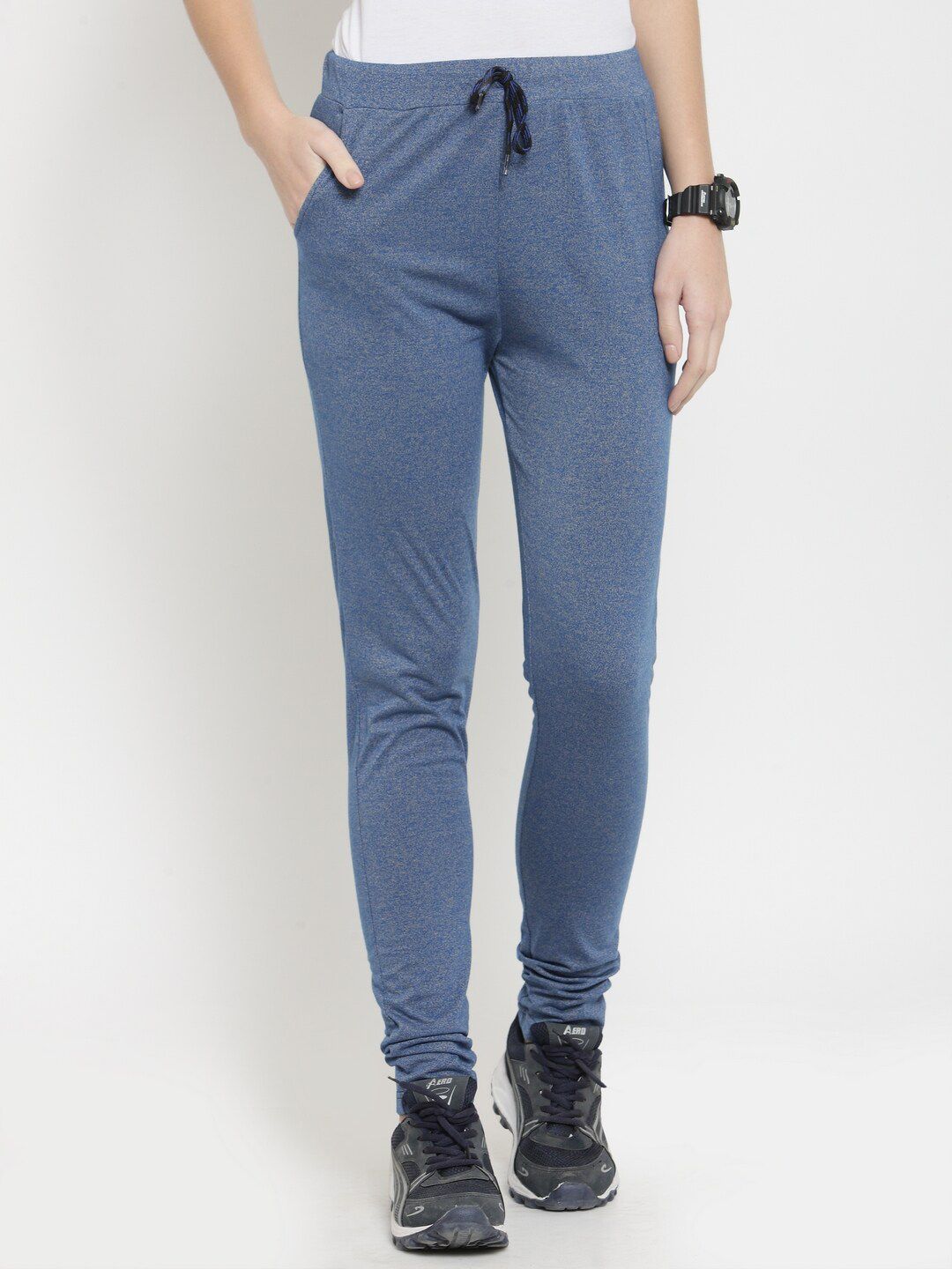 Boston Club Women Blue Solid Pure Cotton Track Pants Price in India