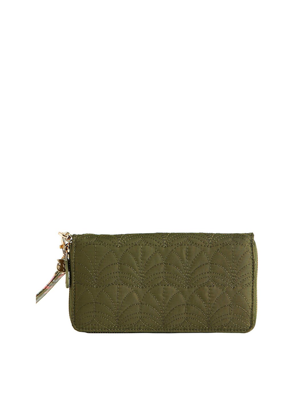 Chumbak Women Olive Green Quilted Zip Around Wallet Price in India