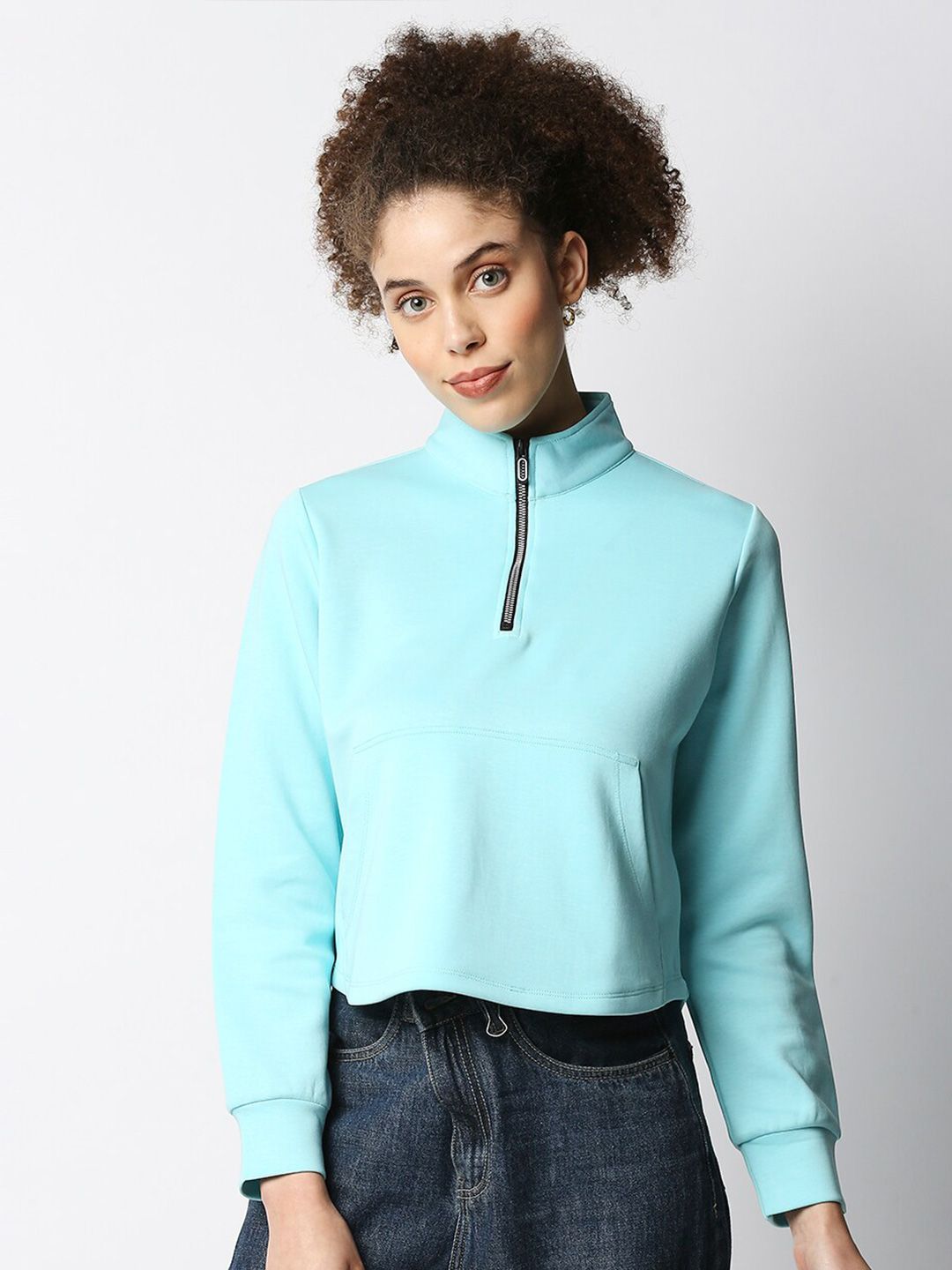 Disrupt Women Green High Neck Sweatshirt Price in India