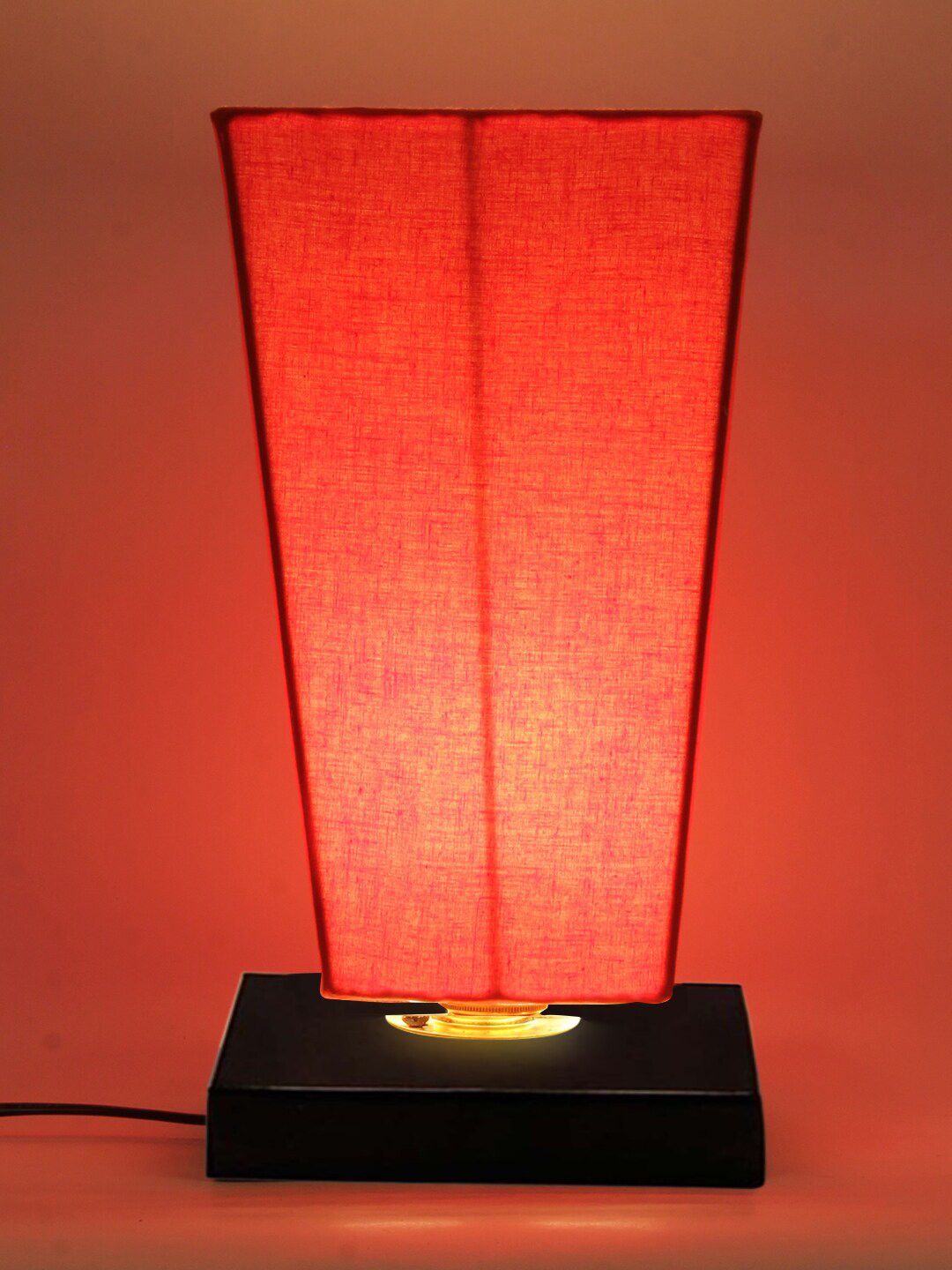 Devansh Orange Solid Cotton Shade Table Lamp Price in India